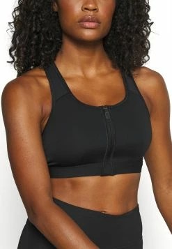 Nike Performance ZIP FRONT BRA - Medium Support Sports Bra - Black/white -Nike Performance store 9f3d05c3c39049e7977ce420b5812c04