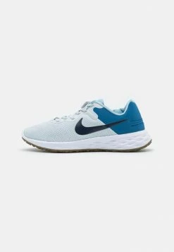 Nike Performance REVOLUTION 6 FLYEASE - Neutral Running Shoes - Pure Platinum/thunder Blue/dark Marina Blue/worn Blue/hot Curry/light Brown