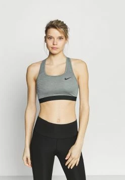 Nike Performance BAND BRA - Medium Support Sports Bra - Smoke Grey/pure/black