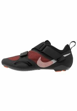 Nike Performance SUPERREP CYCLE - Cycling Shoes - Black/metallic Silver/hyper Crimson