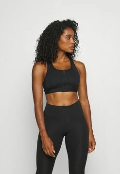 Nike Performance ZIP FRONT BRA - Medium Support Sports Bra - Black/white