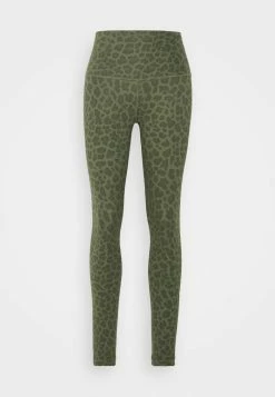 Nike Performance ONE LEOPARD - Leggings - Medium Olive/white