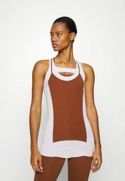 Nike Performance LUXE TANK - Top - Doll/oxen Brown/iron Grey