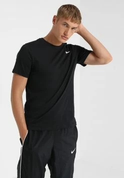 Nike Performance SOLID - Sports T-shirt - Black/white
