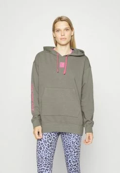 Nike Performance HOODIE - Sweatshirt - Flat Pewter/pinksicle/dark Smoke Grey