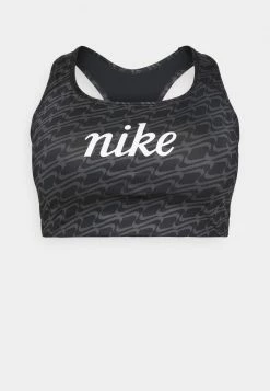Nike Performance BRA - Medium Support Sports Bra - Black/dark Driftwood/hazel Rush/white