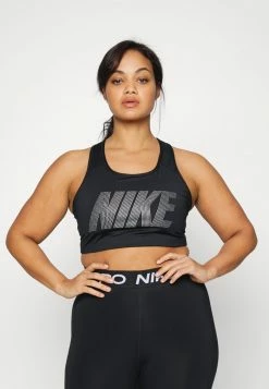 Nike Performance BRA - Medium Support Sports Bra - Black/metallic Silver/white