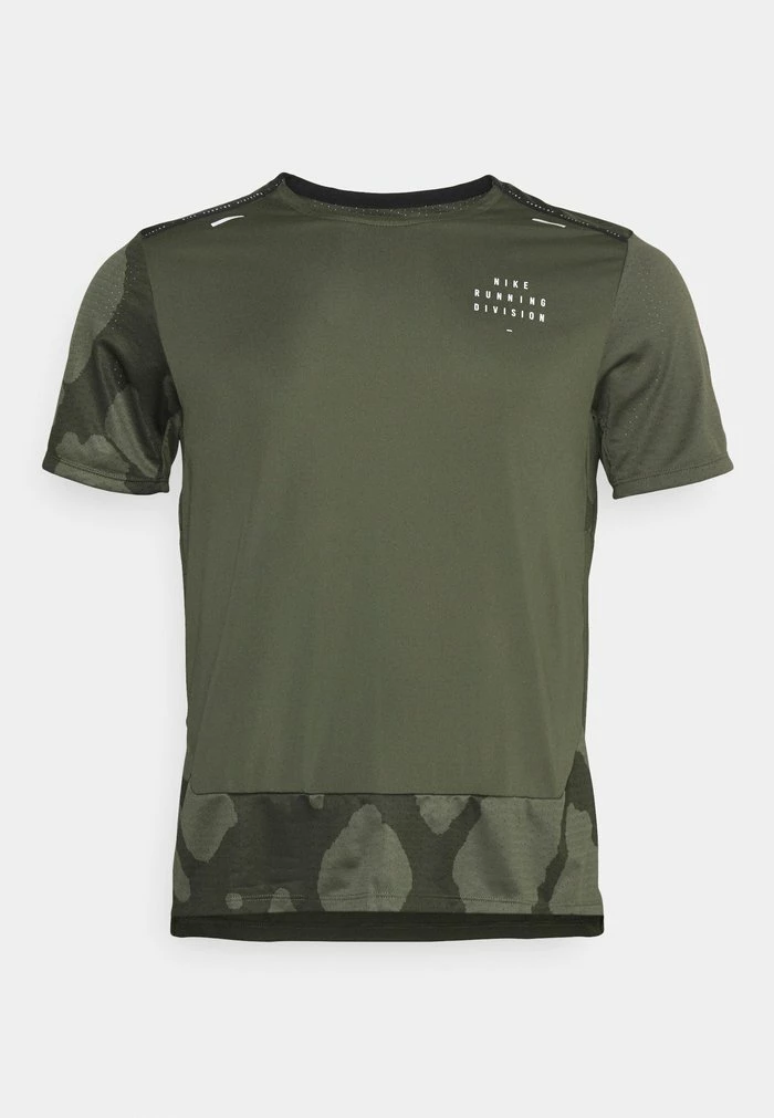 Nike Performance RUN RISE - Sports T-shirt - Cargo Khaki/silver 4 Nike Performance RUN RISE - Sports T-shirt - Cargo Khaki/silver - Image 4
