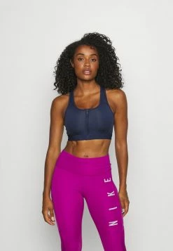 Nike Performance ZIP FRONT BRA - Medium Support Sports Bra - Midnight Navy/white