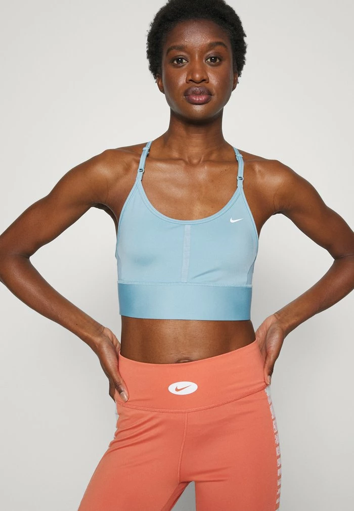 Nike Performance INDY BRA - Medium Support Sports Bra - Worn Blue/white 4 Nike Performance INDY BRA - Medium Support Sports Bra - Worn Blue/white - Image 4