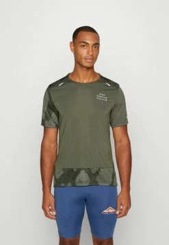 Nike Performance RUN RISE - Sports T-shirt - Cargo Khaki/silver