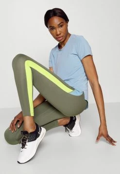 Nike Performance ONE - Leggings - Medium Olive/worn Blue/atomic Green/white -Nike Performance store c73af347c3e94796b871334dda0ab77a