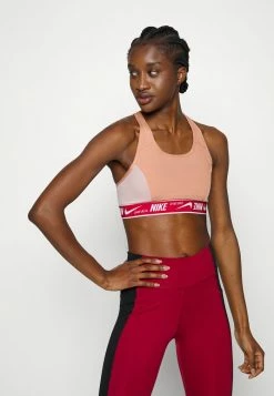 Nike Performance LOGO BRA - Medium Support Sports Bra - Rose Whisper/mystic Hibiscus/white