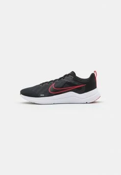 Nike Performance DOWNSHIFTER 12 - Neutral Running Shoes - Black/white/dark Smoke Grey/light Smoke Grey/iron Grey/university Red