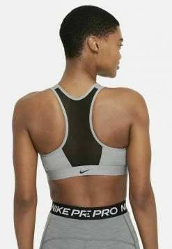 Nike Performance ZIP FRONT BRA - Medium Support Sports Bra - Particle Grey Heather Black -Nike Performance store cb9237d98bb544bb82d2cd0f450c1b06