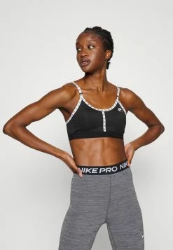 Nike Performance AIR INDY LOGO BRA - Light Support Sports Bra - Black/white