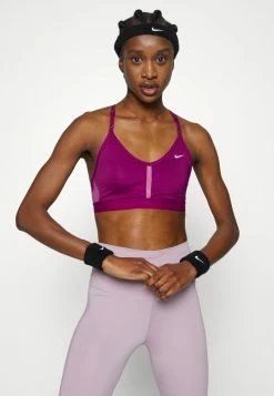 Nike Performance INDY V NECK BRA - Light Support Sports Bra - Sangria/light Bordeaux/sangria/white