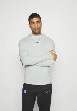 Nike Performance ACADEMY HOODIE - Long Sleeved Top - Pure Platinum/black