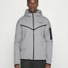 Nike Performance FC BARCELONA HOODIE - Zip-up Sweatshirt - Dark Grey Heather/wolf Grey/signal Blue
