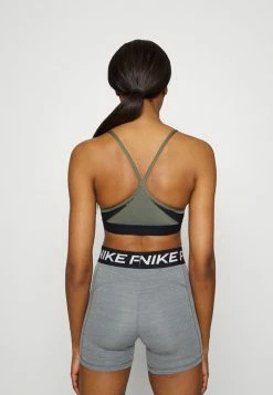 Nike Performance INDY V NECK BRA - Light Support Sports Bra - Medium Olive/black/white -Nike Performance store dab72d735e1d415ca14ff9ea044b3f2e