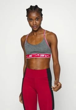 Nike Performance INDY LOGO BRA - Light Support Sports Bra - Iron Grey Heather/mystic Hibiscus/white
