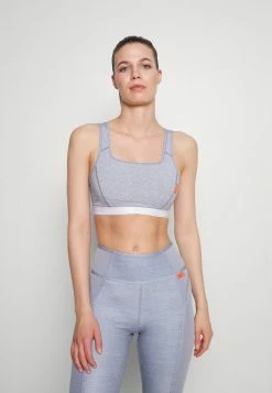 Nike Performance SOFT TEE BRA - Medium Support Sports Bra - Ashen Slate Heather/white