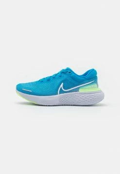 Nike Performance ZOOMX INVINCIBLE RUN - Neutral Running Shoes - Blue Orbit/white/lime Glow/football Grey