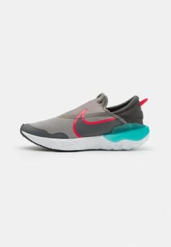 Nike Performance REACT FLOW GS UNISEX - Neutral Running Shoes - Flat Pewter/siren Red/medium Ash/washed Teal