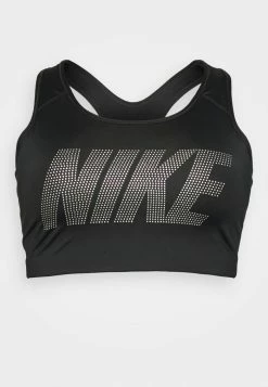 Nike Performance BRA - Medium Support Sports Bra - Black/metallic Silver/white -Nike Performance store ee635d44b16b4ffdb88ef2ded7fbf26d