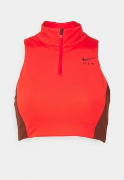 Nike Performance AIR MOCKZIP BRA - Medium Support Sports Bra - Light Crimson/oxen Brown -Nike Performance store efedcea027024222982008e5a314ca6d