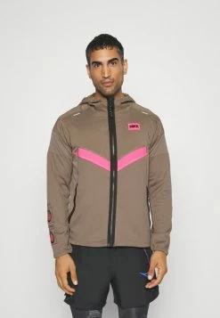 Nike Performance WINDRNNER DYE - Running Jacket - Olive Grey/hyper Pink/summit White