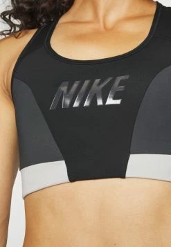 Nike Performance LOGO BRA - Medium Support Sports Bra - Black/dark Smoke Grey/light Iron Ore -Nike Performance store ffc8066239e341b4ab9b5a8714a01990